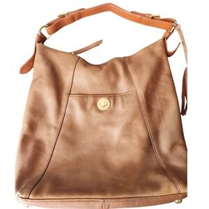 Isaac mizrahi Brown Soft leather hobo shoulder bag with tassel